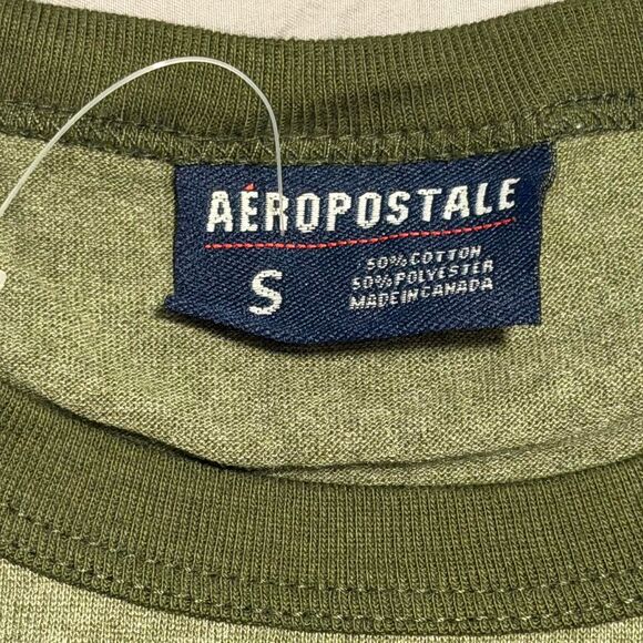 Aeropostale Men's Green and Khaki T-shirt Size S - Picture 3 of 7